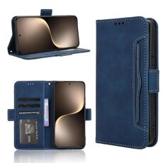 Custodia per telefono in pelle con slot per schede e texture in vitello per Honor Magic7 (blu)
