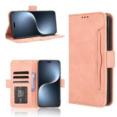 Custodia in pelle per telefono cellulare For Honor Magic 7 Pro con texture in vitello e slot per schede (rosa)