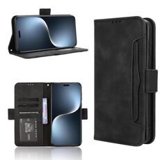 Custodia per telefono in pelle con slot per schede e texture in vitello per Honor Magic7 Pro (nero)