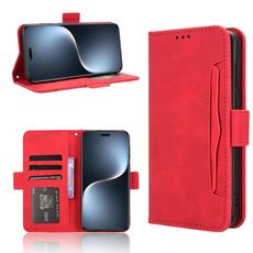 Custodia per telefono in pelle con slot per schede e texture in vitello per Honor Magic7 Pro (rosso)