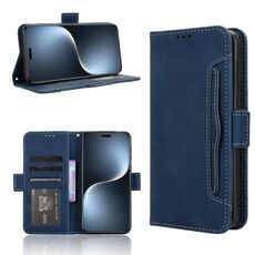 Custodia per telefono in pelle con slot per schede e texture in vitello per Honor Magic7 Pro (blu)