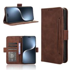 Custodia per telefono in pelle con slot per schede e texture in vitello per Honor Magic7 Pro (marrone)
