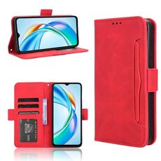Custodia per telefono in pelle con slot per schede e texture in vitello per Honor X5b 4G (rosso)