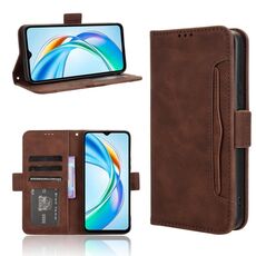 Custodia in pelle per telefono cellulare con slot per schede e texture in vitello per Honor X5b 4G (marrone)