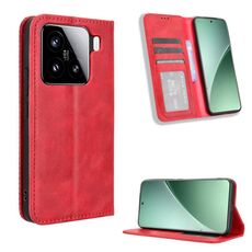Per Xiaomi 15 Pro Custodia per telefono in pelle con fibbia magnetica e texture retrò (rosso)