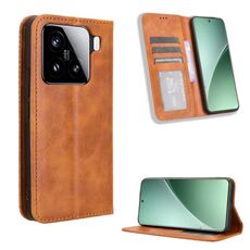 Per Xiaomi 15 Pro Custodia per telefono in pelle con fibbia magnetica e texture retrò (marrone)