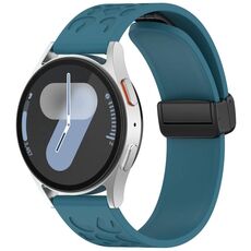 Cinturino per orologio in silicone con fibbia pieghevole magnetica con stampa leopardata da 18 mm (blu scuro)