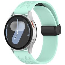 Cinturino per orologio in silicone con fibbia pieghevole magnetica con stampa leopardata da 18 mm (blu verde acqua)