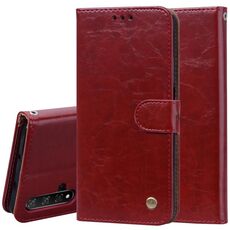 Custodia Flip orizzontale in pelle stile business con struttura in cera d'olio per Huawei Honor 20, con supporto, slot per schede e portafoglio (rosso)