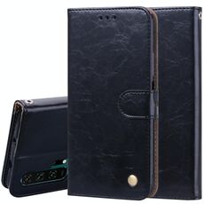 Custodia Flip orizzontale in pelle con struttura a cera d'olio stile business per Huawei Honor 20 Pro, con supporto, slot per schede e portafoglio (nero)