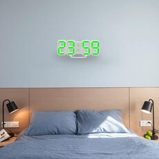 Durata a parete digitale a LED 3D di grandi dimensioni multifunzione con funzione snooze, display 12/24 ore per casa, cucina, ufficio, DC 5V, CE certificato (verde)
