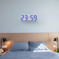 Durata a parete digitale a LED 3D di grandi dimensioni multifunzione con funzione snooze, display 12/24 ore per casa, cucina, ufficio, DC 5V, CE certificato (blu)