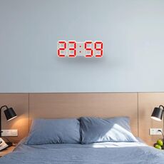Durata a parete digitale a LED 3D di grandi dimensioni multifunzione con funzione snooze, display 12/24 ore per casa, cucina, ufficio, DC 5V, CE certificato (rosso)