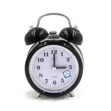 Sveglia in metallo muto alla moda con luce notturna, dimensioni: 12 * 8,5 cm (nero)