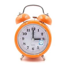 Sveglia in metallo muto alla moda con luce notturna, dimensioni: 12 * 8,5 cm (arancione)