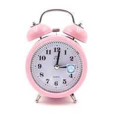 Sveglia in metallo muto alla moda con luce notturna, dimensioni: 12 * 8,5 cm (rosa)