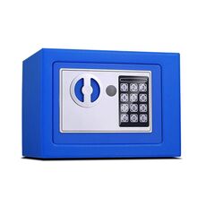 17E Home Mini cassetta di sicurezza elettronica per armadietto da parete con serratura senza funzione a gettoni (blu)