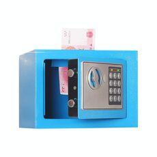 17E Home Mini Cassetta di sicurezza elettronica Cassetta di sicurezza per armadietto a muro con funzione a gettoni (blu)