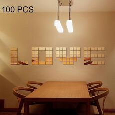 100 PCS Quadrato Cristallo Mosaico Specchio Acrilico Adesivi Murali Stereo Sfondo Creativo Adesivo da Parete Soggiorno Casa, Dimensioni: 2 * 2 cm (Oro)