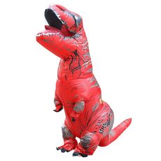 Costume da dinosauro gonfiabile per adulti Costumi da drago gonfiato di Halloween Costume da carnevale per feste per donna Uomo (rosso)