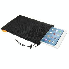 HAWEEL Borsa con coulisse in rete di nylon con cordino per tablet con schermo fino a 7,9 pollici, dimensioni: 24 cm x 16 cm (nero)