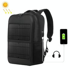 HAWEEL Zaino per laptop con alimentazione a pannello solare da 14 W con manico e porta di ricarica USB massima 5 V / 2,1 A (nero)