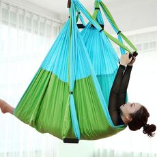 6 maniglie Bodybuilding Handstand Inelasticity Aerial Yoga Hammock (blu verde)