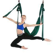 6 maniglie Bodybuilding Handstand Inelasticity Aerial Yoga Hammock (verde scuro)