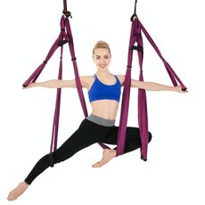 6 maniglie Bodybuilding Handstand Inelasticity Aerial Yoga Hammock (Dark Purple)