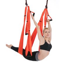 6 maniglie Bodybuilding Handstand Inelasticity Aerial Yoga Hammock (arancione)