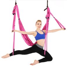 6 maniglie Bodybuilding Handstand Inelasticity Aerial Yoga Hammock (rosa)
