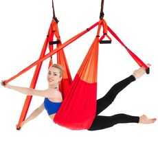 6 maniglie Bodybuilding Handstand Inelasticity Aerial Yoga Hammock (rosso sfumato)