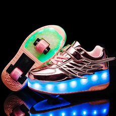 CD03 LED Scarpe da pattinaggio a rotelle con doppia ruota, misura: 40 (rosa)