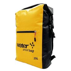Zaino impermeabile in PVC con doppia tracolla pieghevole per esterni, capacità: 25 litri (giallo)