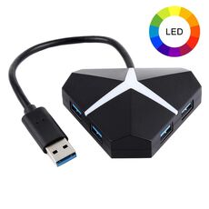 Adattatore HUB USB 3.0 a 4 porte Super Speed ​​5 Gbps, lunghezza cavo: circa 20 cm (nero)