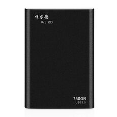 WEIRD 750 GB 2,5 pollici USB 3.0 Trasmissione ad alta velocità Guscio in metallo Disco rigido mobile leggero ultrasottile (nero)