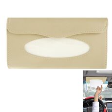 Elegante scatola per dispenser porta carta velina parasole auto in pelle PU (beige)