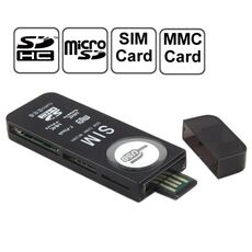 Lettore di schede universale USB, supporto scheda SD / MMC / SIM / TF (nero)