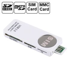 Lettore di schede universale USB, supporto scheda SD / MMC / SIM / TF (bianco)