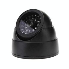 Telecamera CCTV di sicurezza fittizia dall'aspetto realistico con LED rosso lampeggiante (nero)