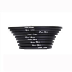 49mm-82mm anello passo passo, include 8 anelli passo passo (49mm-52mm, 52mm-55mm, 55mm-58mm, 58mm-62mm, 62mm-67mm, 67mm-72mm, 72mm-77mm, 77mm-82mm)