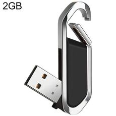 Disco flash USB 2.0 stile portachiavi metallico da 2 GB (nero)