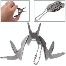 Mini portachiavi multifunzionale in acciaio inossidabile con pinze per coltelli da taglio (grigio)