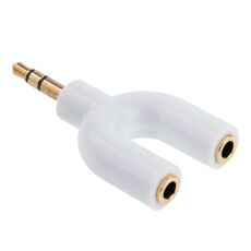 Adattatore splitter stereo maschio da 3,5 mm a doppio adattatore stereo femmina da 3,5 mm (bianco)