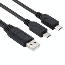 Cavo USB 2.0 maschio a 2 micro USB maschio, lunghezza: circa 30 cm