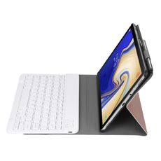 A510 Bluetooth 3.0 Custodia in pelle con tastiera Bluetooth rimovibile ultrasottile per Samsung Galaxy Tab A 10.1 (2019) T510 / T515, con slot per penna e supporto (oro rosa)