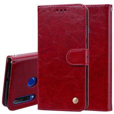 Custodia Flip orizzontale in pelle con struttura a cera d'olio stile business per Huawei Honor 10i, con supporto, slot per schede e portafoglio (rosso)