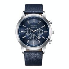 CHRONOS CH0401 Orologio sportivo da uomo con cintura in pelle a sei aghi a tre occhielli (blu)