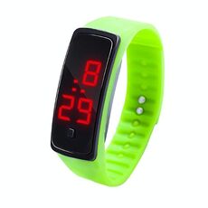 Orologio elettronico per bambini con cinturino in silicone con display digitale a LED (verde)