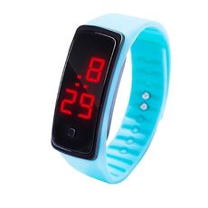 Orologio elettronico per bambini con cinturino in silicone con display digitale a LED (azzurro)
